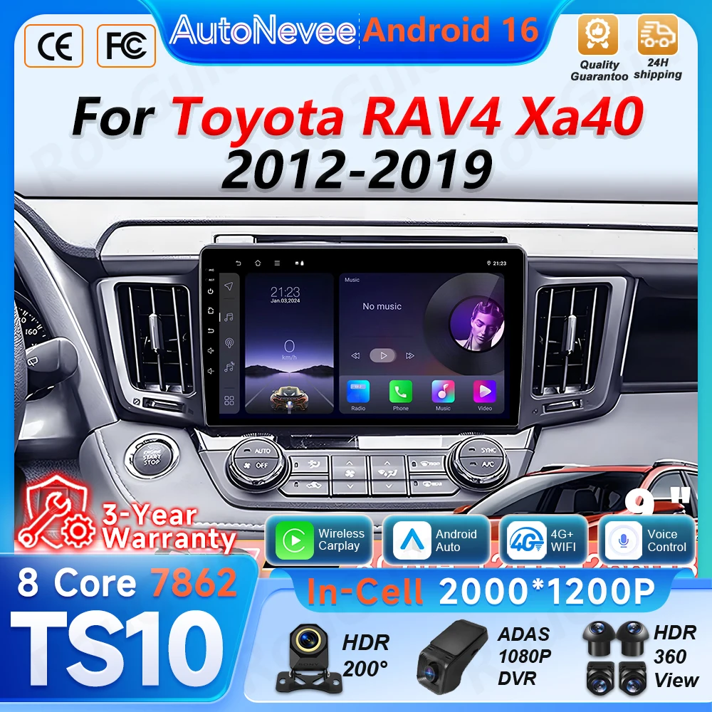 Android 16 Carplay para Toyota RAV4 RAV 4 Xa40 2012 2013 2014 2015 2016 -2019 Radio de Auto Reproductor Multimedia de Video Estéreo con Navegación