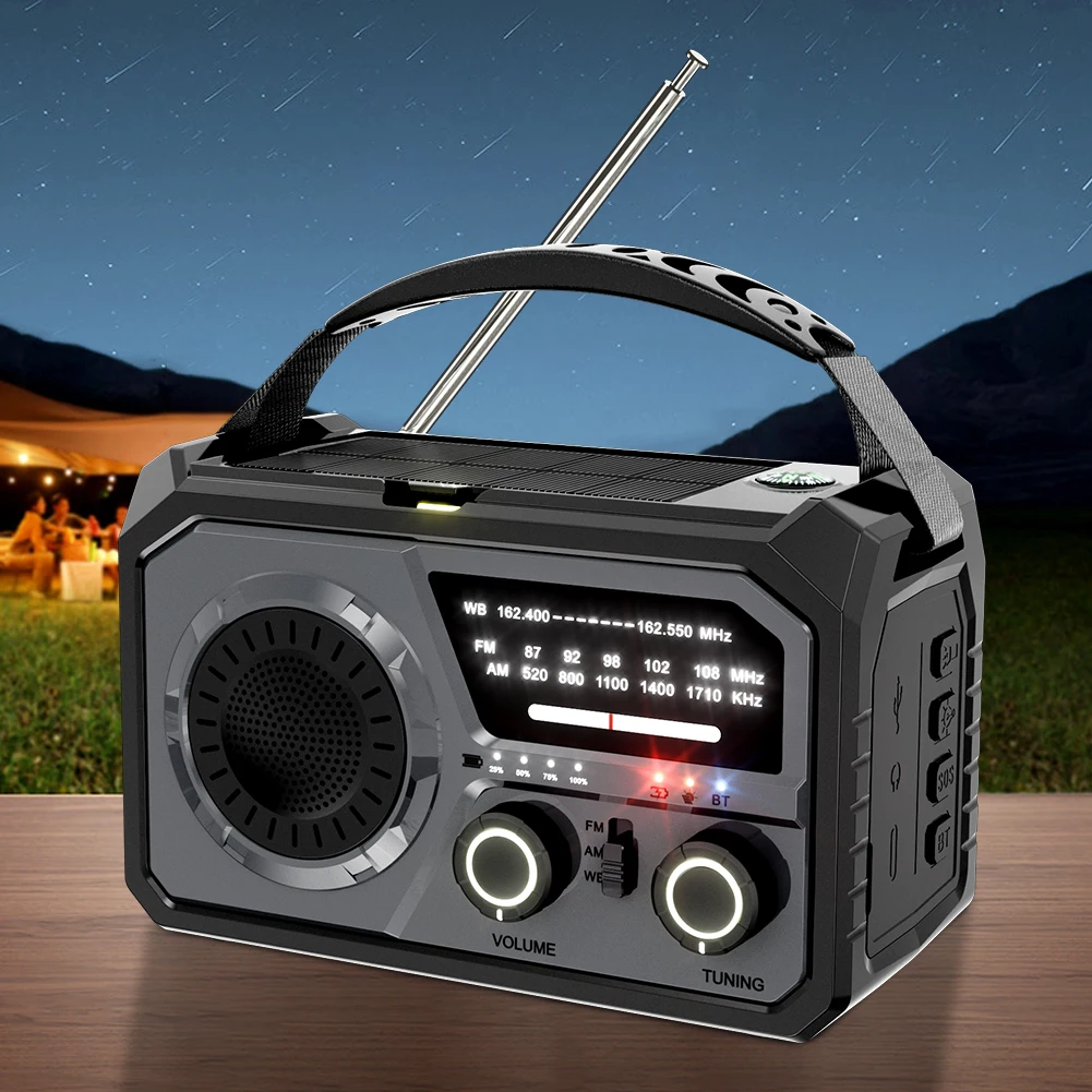 16000mAh AM/FM/WB NOAA الطقس في حالات الطوارئ راديو قوة البنك شاحن الهاتف بلوتوث متوافق 5.3 المتكلم لحالات الطوارئ في الهواء الطلق