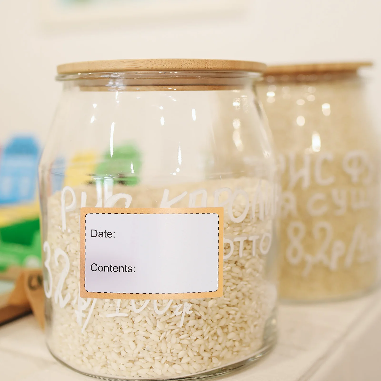 

2 Rolls Removable Food Storage Jar Labels Self Adhesive Food Container Stickers Freezer Date Organizer