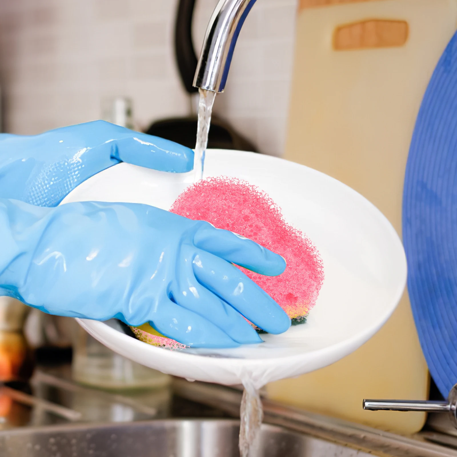 

4pcs Temperature Sensitive Sponges Cloud Shape R om Color Reusable Scrubbers Kitchen Cleaning Pool Absorber Dish Washing