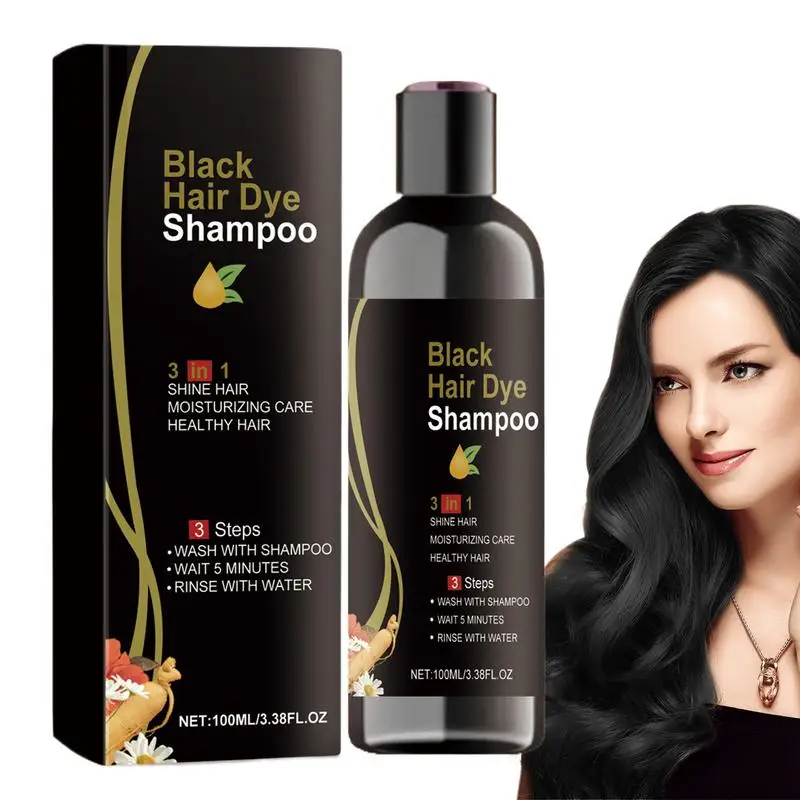 100ml black hair dye shampoo Hair Dye Herbal Hair Dye Hair Dye Shampoo Hair Color Shampoo Hair Cleansing Gentle Dye Shampoo