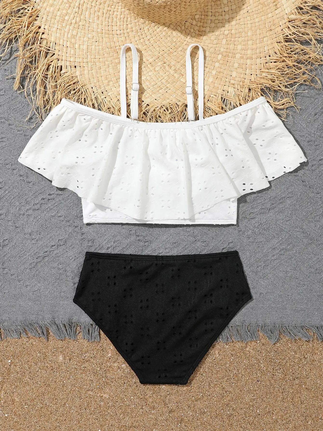 Ruffle Bikini 2026 Girls Swimsuit High Waist Kids Swimwear Female Children Bathers Bathing Swimming Swim Suit Beachwear