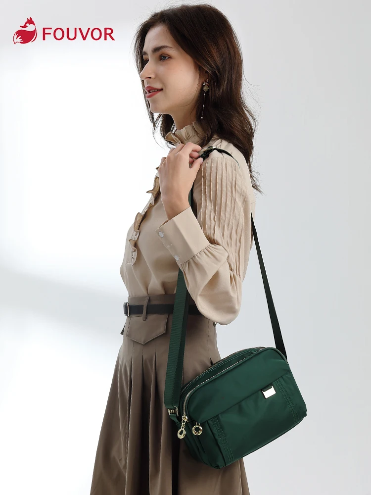 Fouvor Women Nylon Waterproof Bag Simple Wild Canvas Messenger Casual Ladies Oxford Shoulder Bag Female Crossbody Bag 6013-04