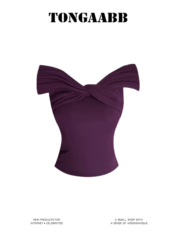 

Women's Purple Shirts and Blouses Y2k Aesthetic Streetwear Vintage Korean 2000s Elegant Short Sleeve Square Collar Shirt Clothes