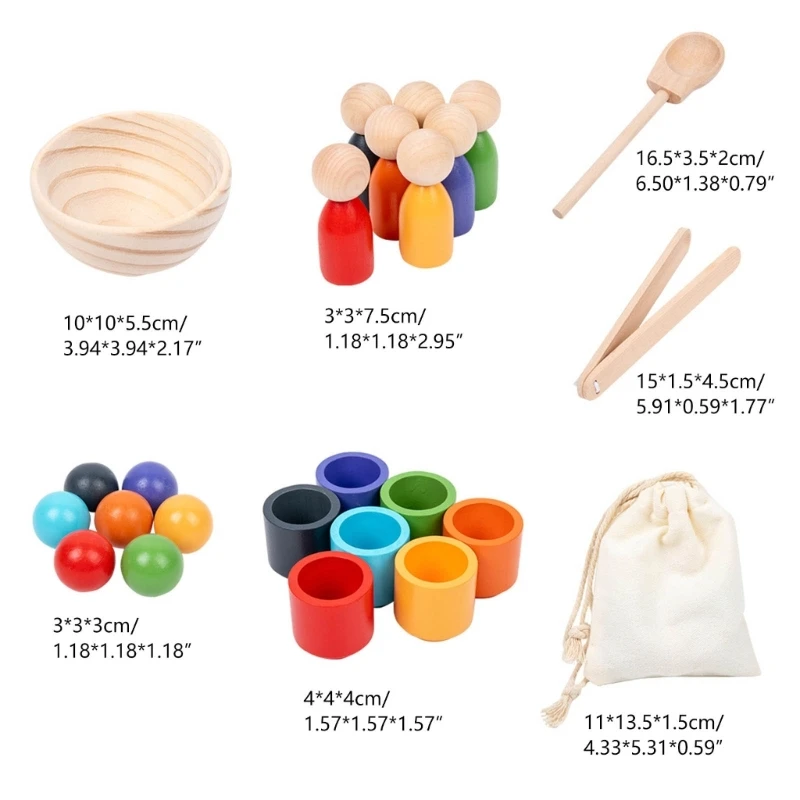 Poupées tasses en bois, jouet d'apprentissage précoce, jeu société maternelle, boîtes couleurs assorties, jouet à