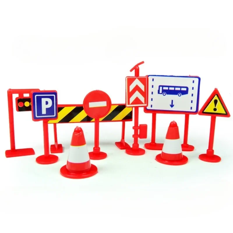 

9 шт./компл., забавные дорожные знаки, мини-дорожные знаки, модель игрушки, городская головоломка, пластиковый дорожный блок, подарки для мальчиков и девочек