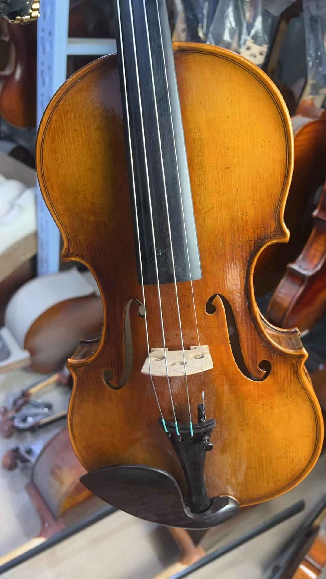 

4/4 Guanelli Adult Violin Standard Professional Performance Natural Pattern Pure Handmade Antique Production+Violin box and bow