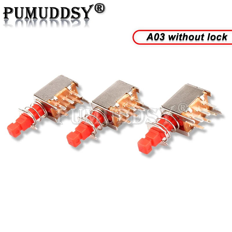 10PCS Directly Key Switch PS-22F03 A03 Self-locking/Unlocking Push Button Switch DPDT Bipolar 6pin Self-locking Key Power Switch