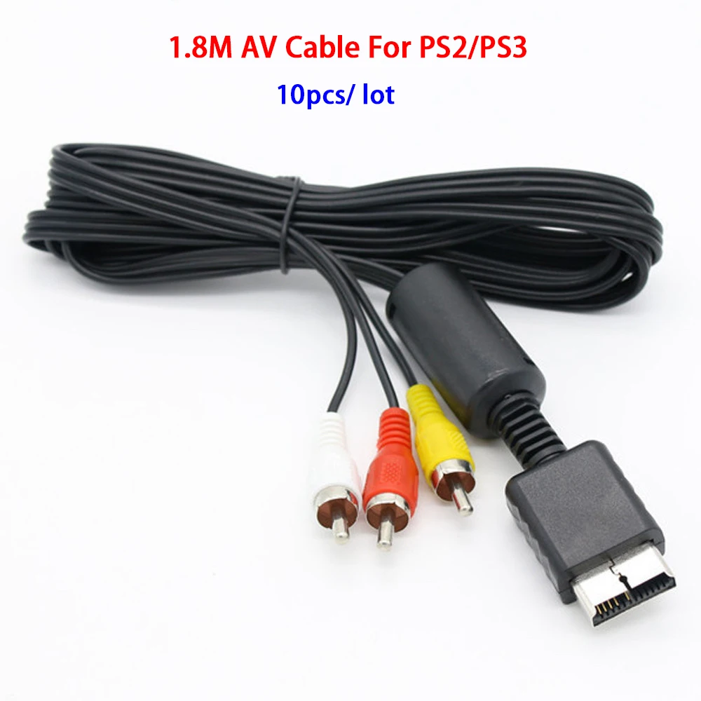 

10pcs For PS2 AV Cable 1.8M High Quality Audio Video To RCA AV Adapter Cable For PS3 Game Console AV Connection Cable