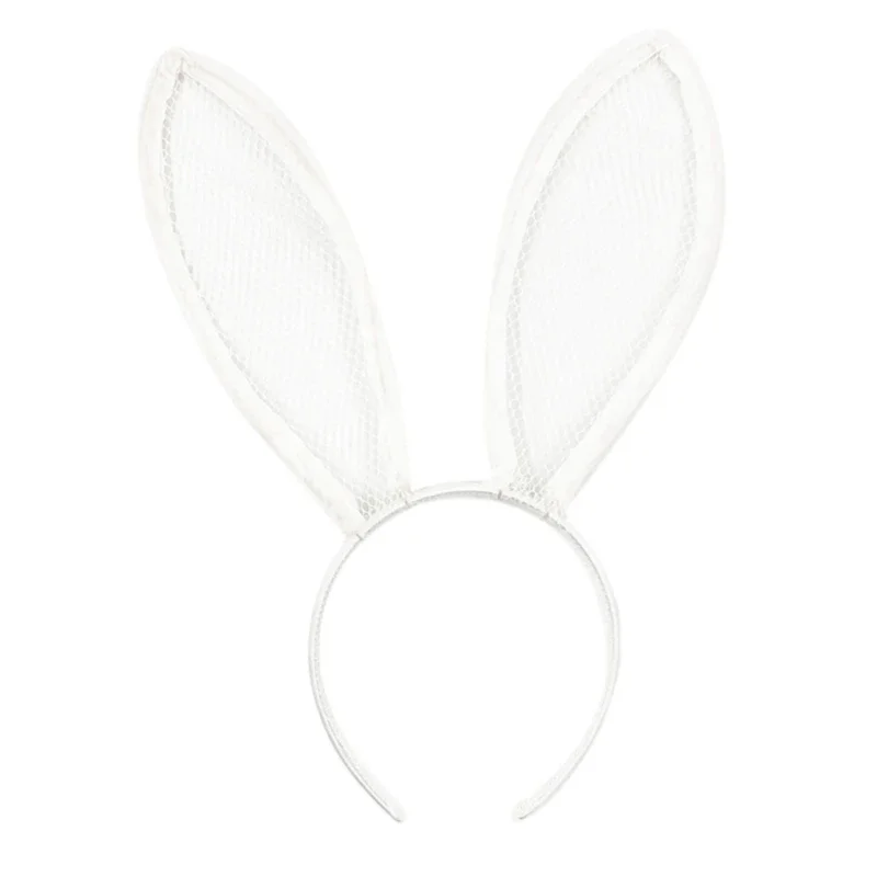 Bunny Ears Headband Halloween Decorations Lace Mesh Rabbit Ears Costume Accessories for Adult Cosplay Party Favor R7RF