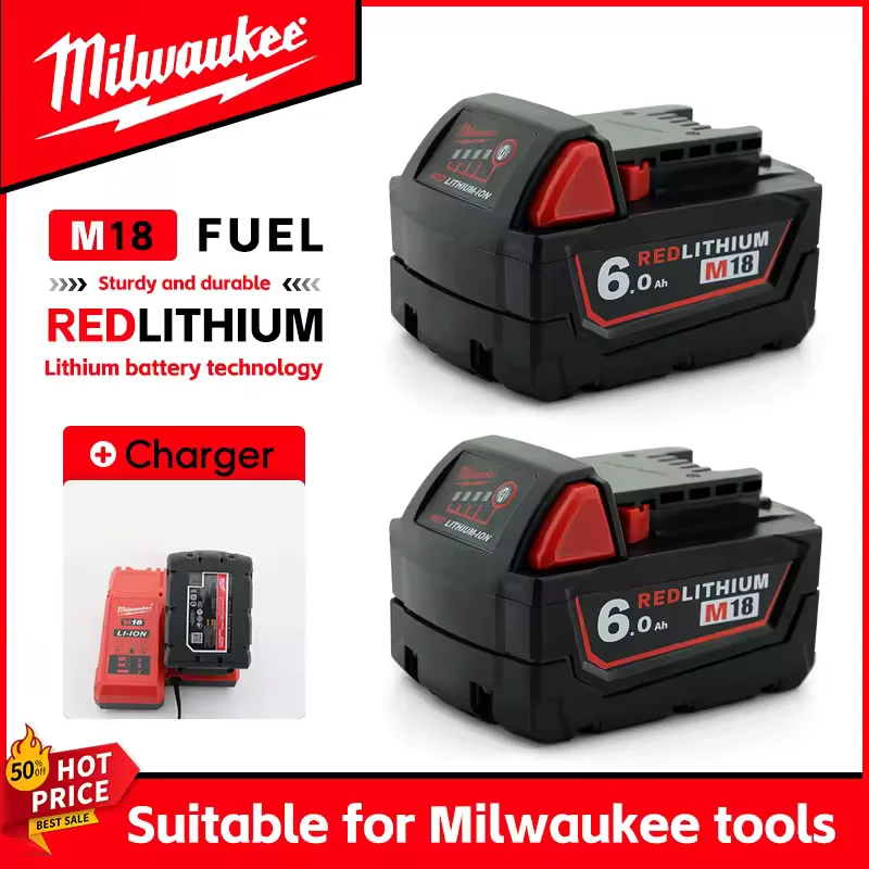

Milwaukee Original Battery 6.0Ah M18 Lithium-ion Battery Compatible with Models 48-11-1860 48-11-1850 48-11-1840 without Charger