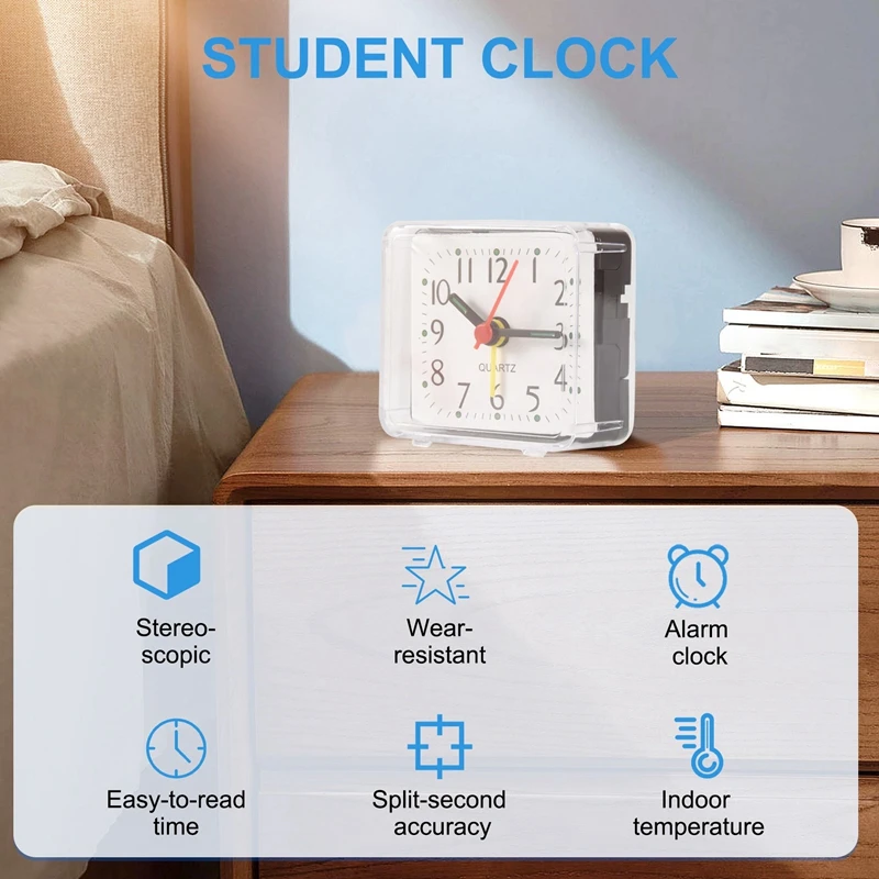 1PCS Portable Cute Mini Cartoon Multi-function Table Clocks（white）-A10G
