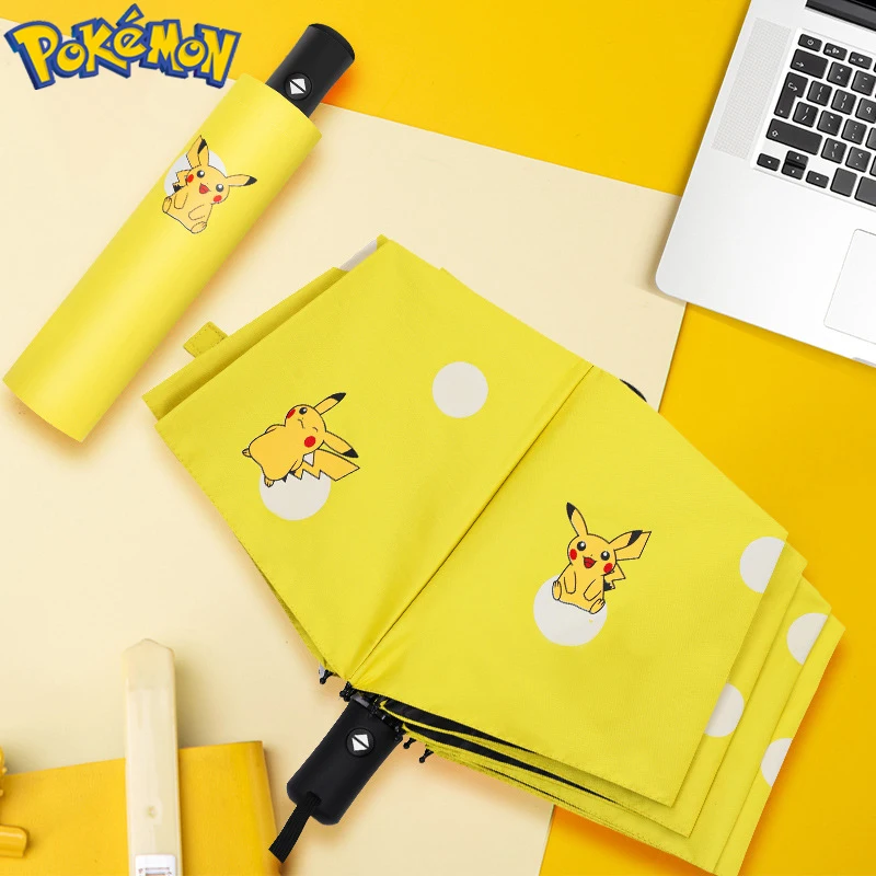 Pokemon Pikachu Anime Sun Umbrella Umbrella Children Kawaii Vinyl Parasol Sun Umbrella Student Portable Folding Umbrella Gift