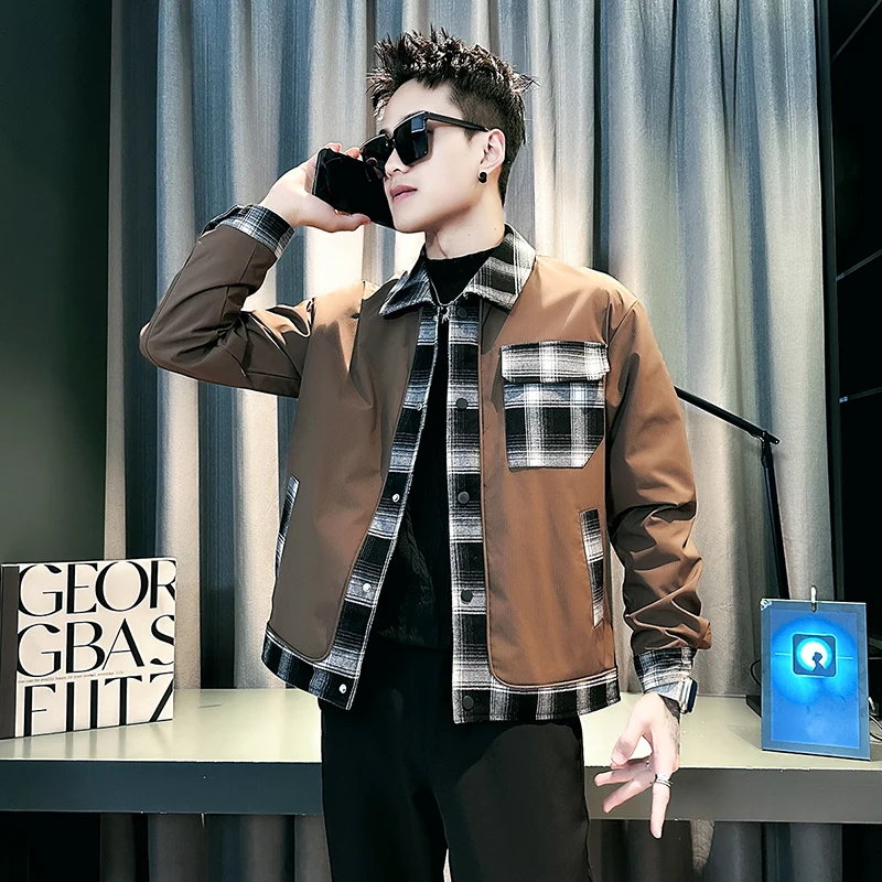 

High-End Color Blo Jaet Men's Casual Sle Zipper Closure Long Sve Faionable Spring Autumn Outerwear Polyester Material