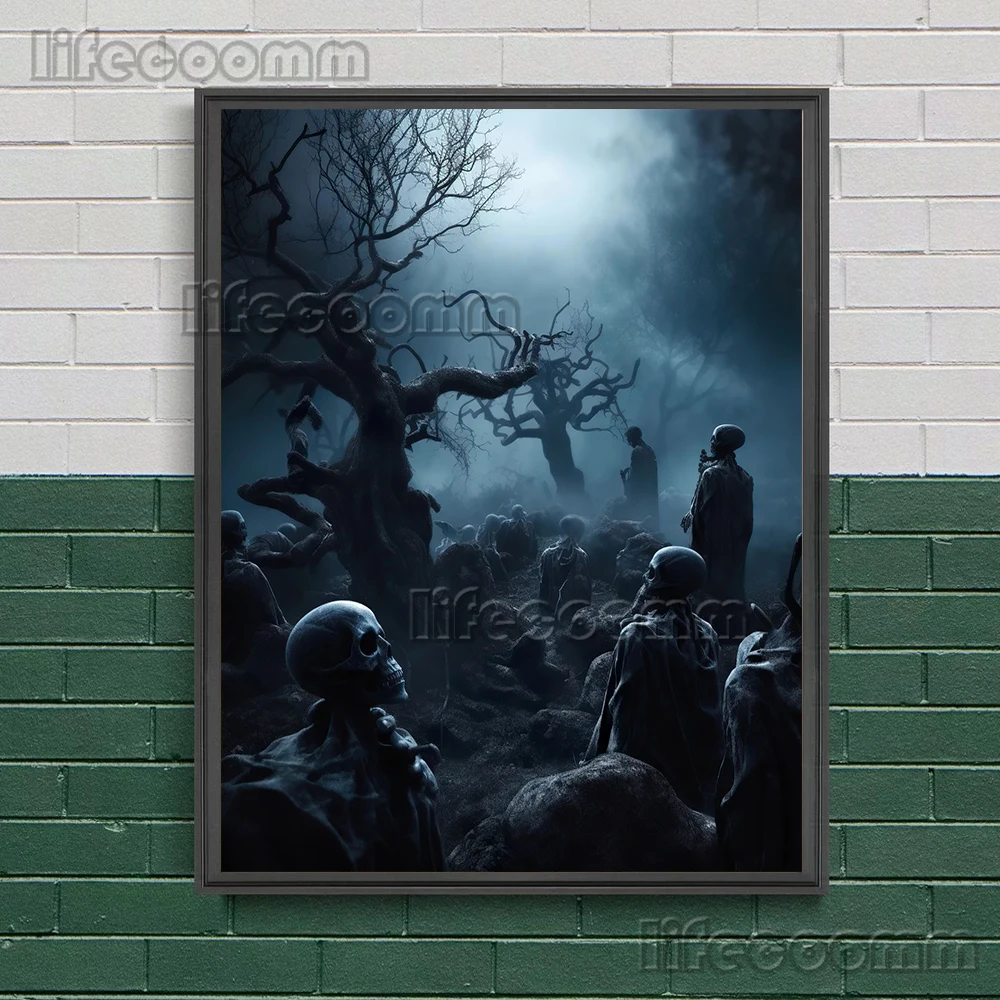 The Rebirth Of The Dead In The Forgotten Land Vintage Wall Art Canvas Print Creepy Gothic Art Poster Print For Living Room Decor