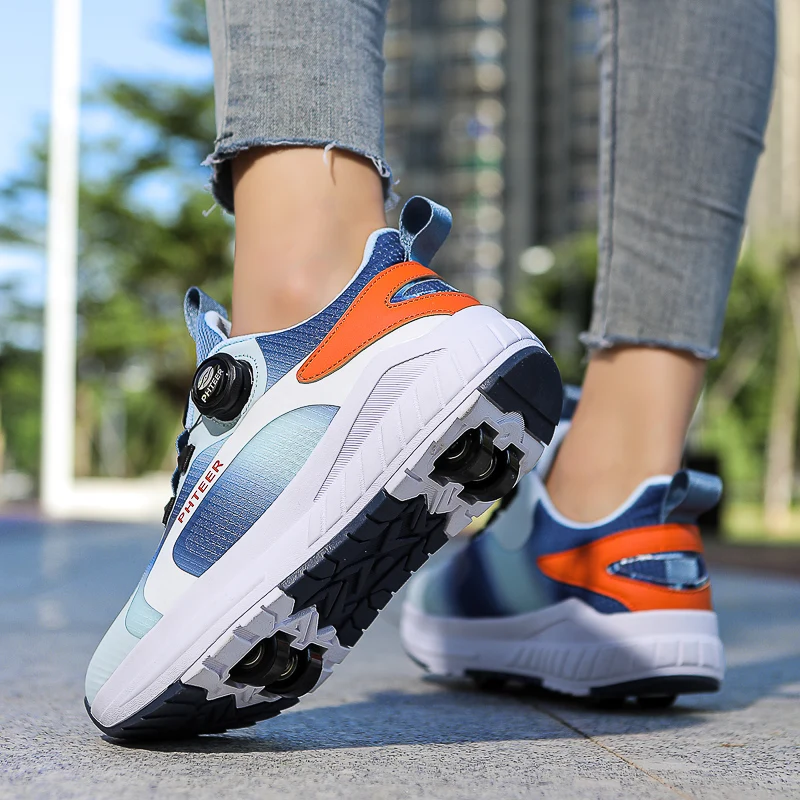 

Kids Two Wheels Roller Skating Shoes With Light Magic Stick Walking Shoes Detachable Wheels Roller Skate Shoes For Teenagers1