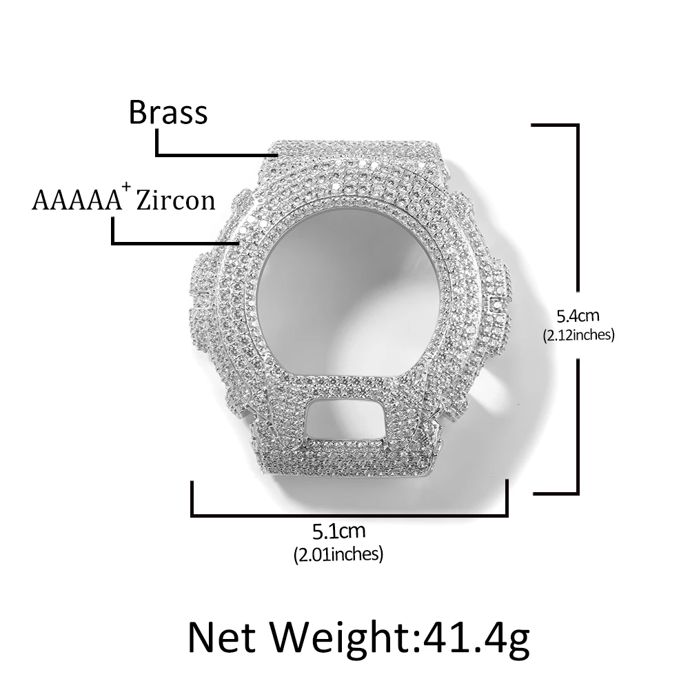 THE BLING KING Full Iced Out Moissanit Watch Case For DW6900 Cubic Zirconia Replacement Cover Hip Hop Luxury Mod Accessory