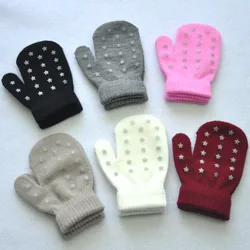 Winter 1-4Y Children Star Knitted Warm Gloves For Baby Students New Full Finger Mittens Outdoor Knitting Cycling Skiing Gloves