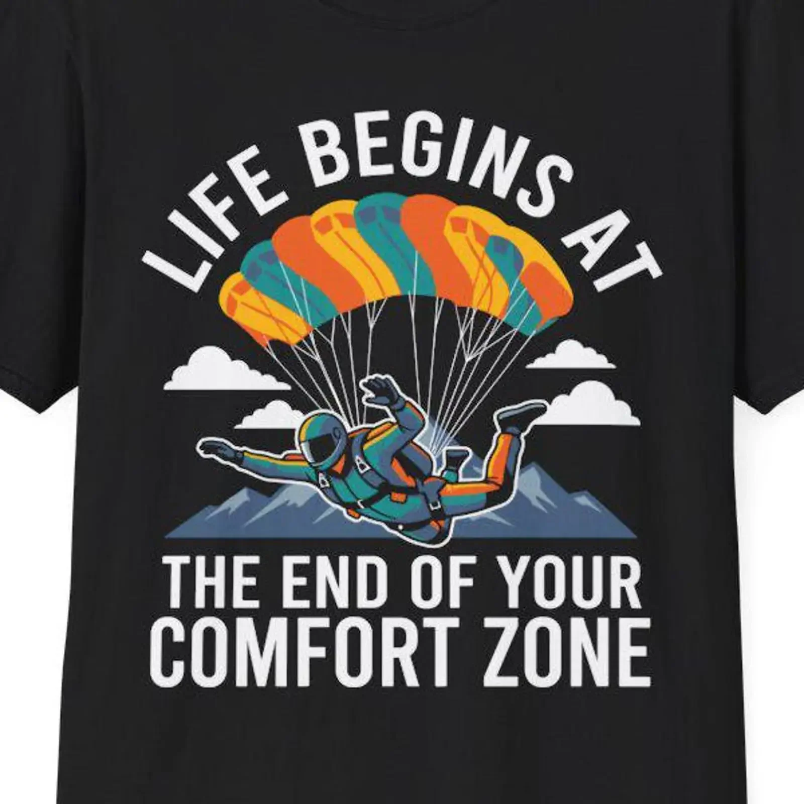 Skydive T Shirt Skydiving Parachute Extreme Sports Thrill Seeker vintage Washed Top For Everyday Wear Stretched streetwear