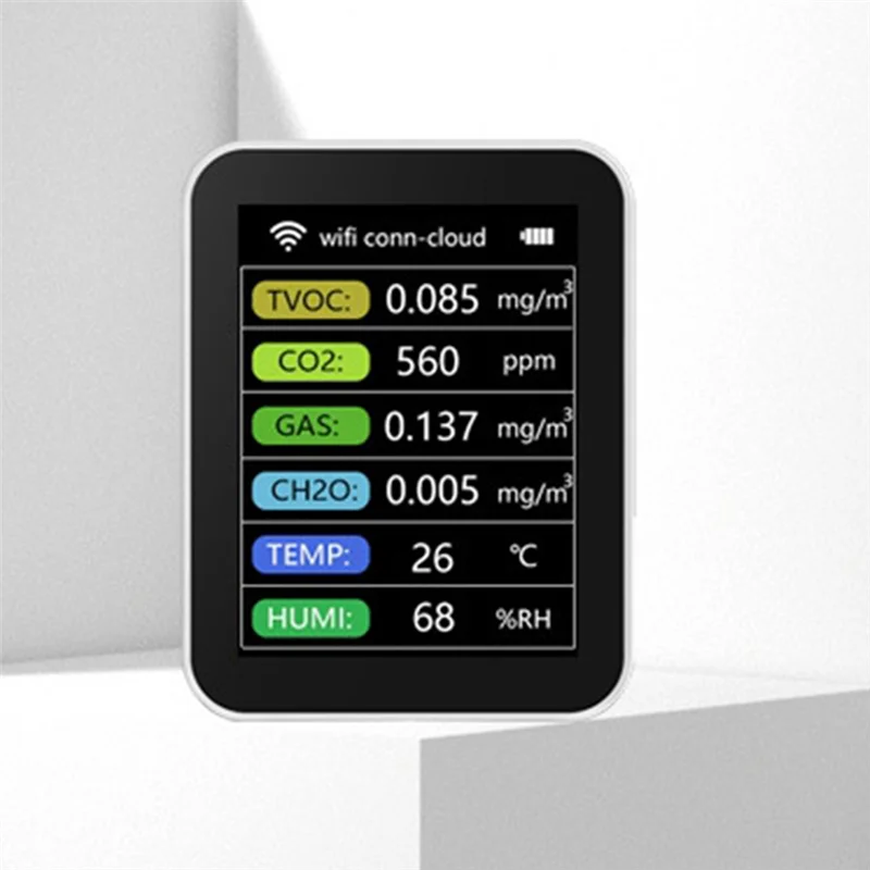 ABGN Wi-Fi умный монитор качества воздуха измеритель CO2 TVOC HCHO PM2.5 тестер цифровой датчик CO2 детектор газа формальдегида приложение Tuya