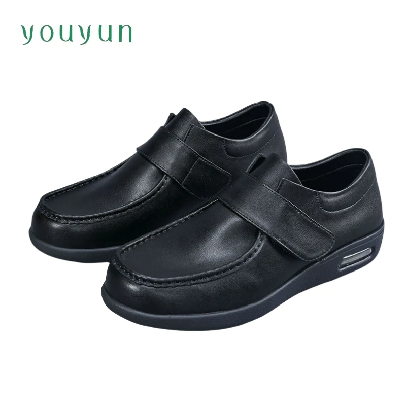 Two layer cowhide dad shoes with soft soles comfortable single shoes autumn style, breathable middle-aged elderly leather shoes