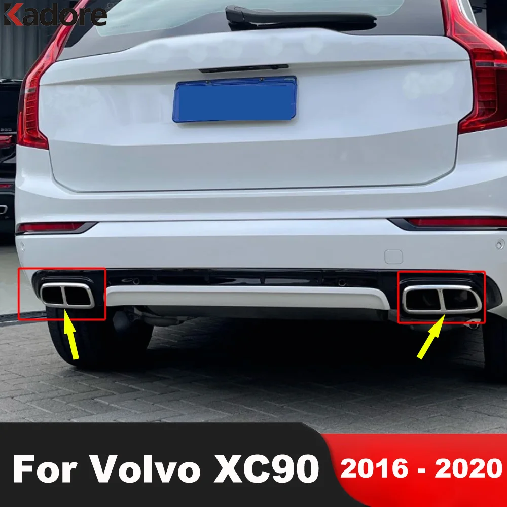 

Задний двойной наконечник выхлопной трубы, накладка на конце глушителя для Volvo XC90 XC 90 2016 2017 2018 2019 2020, автомобильные аксессуары из нержавеющей стали