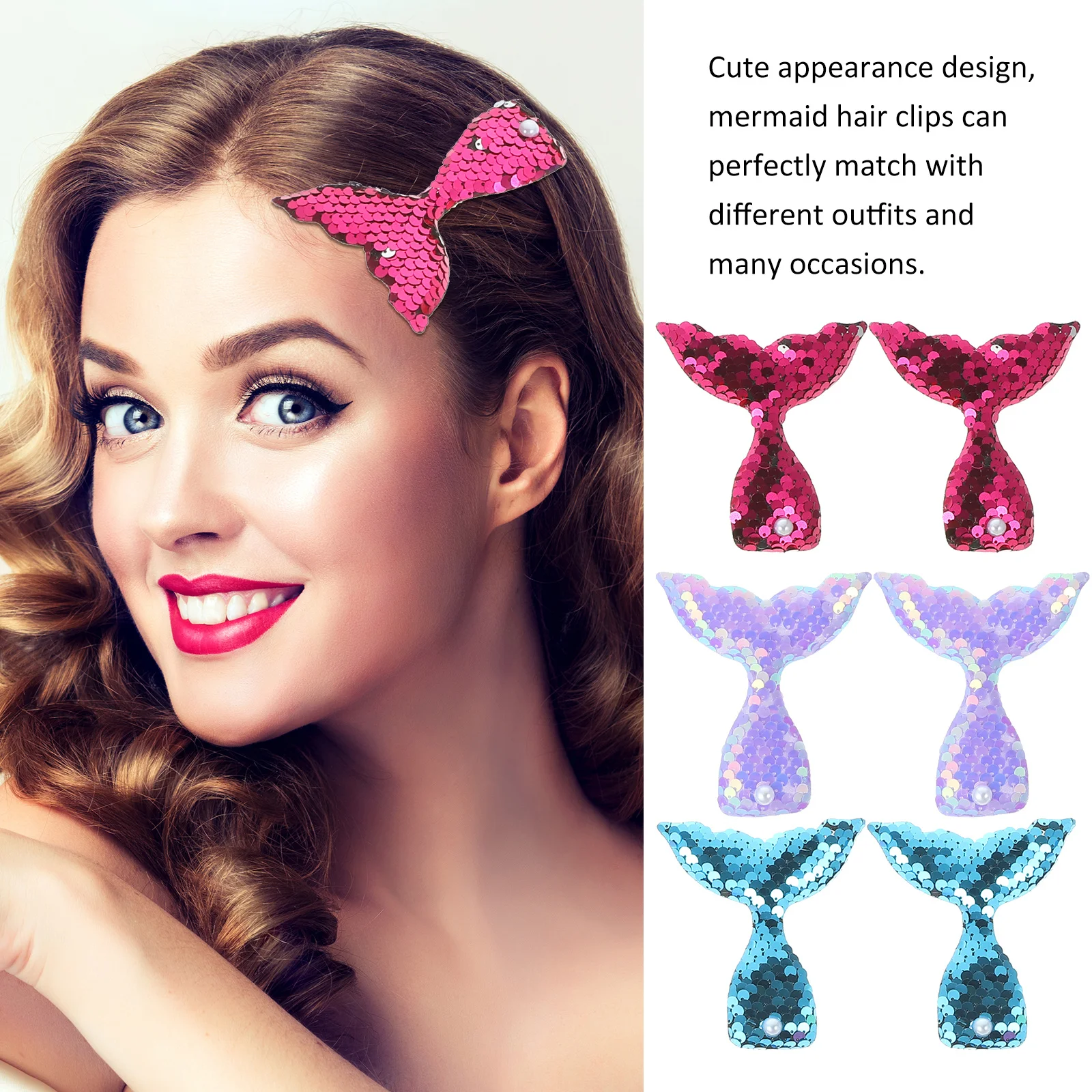 16 個のグリッターマーメイドヘアクリップ女の子用ファッショナブルな漫画ヘアアクセサリー装飾的なカモノハシヘアピンパーティー日常用