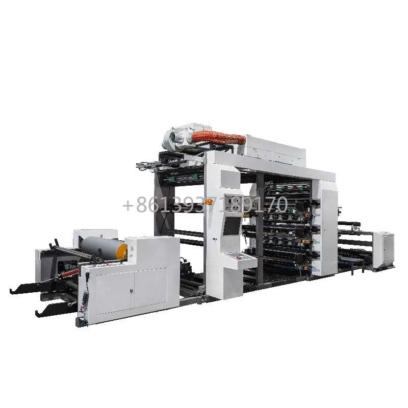 6 Color Cheap Flexo Printing Press Flexographic Printer with Metal Anilox Roller Rubber Roller