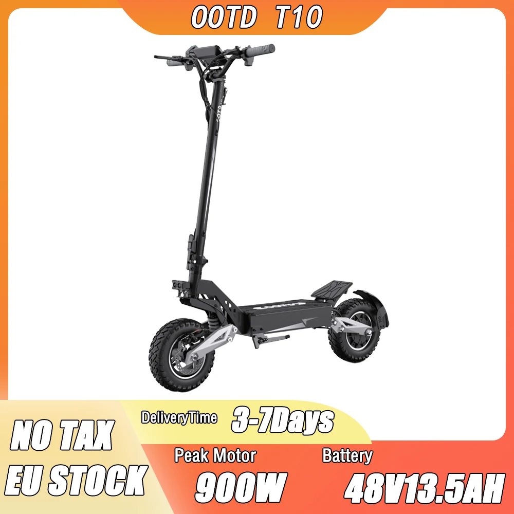 OOTD T10 E Scooter 900W moteur de pointe 48V13.5AH pliable 35-45km longue portée 50 km/h vitesse maximale Scooter électrique 11 pouces pneu E Scooter