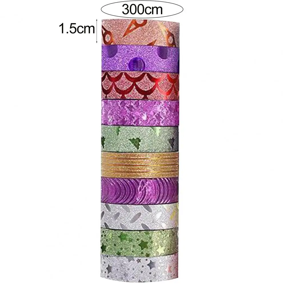 10 Rolls Glitter Washi Tapes Kleur Masking Tapes Diy Nail Art Briefpapier Scrapbooking Decoratie Plakband Schoolbenodigdheden