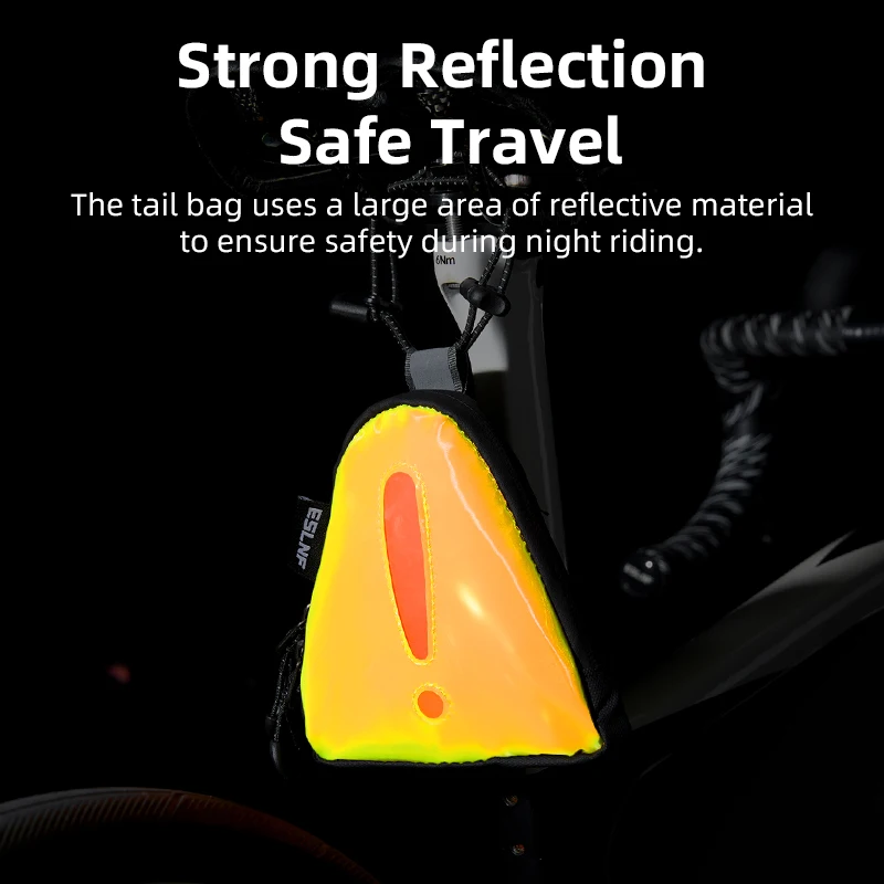 ESLNF High Vis Reflective Bike Tail Bag Waterproof Hanging Warning Pouch 39g Light Safety Gear Night Cycling Saddle Pack