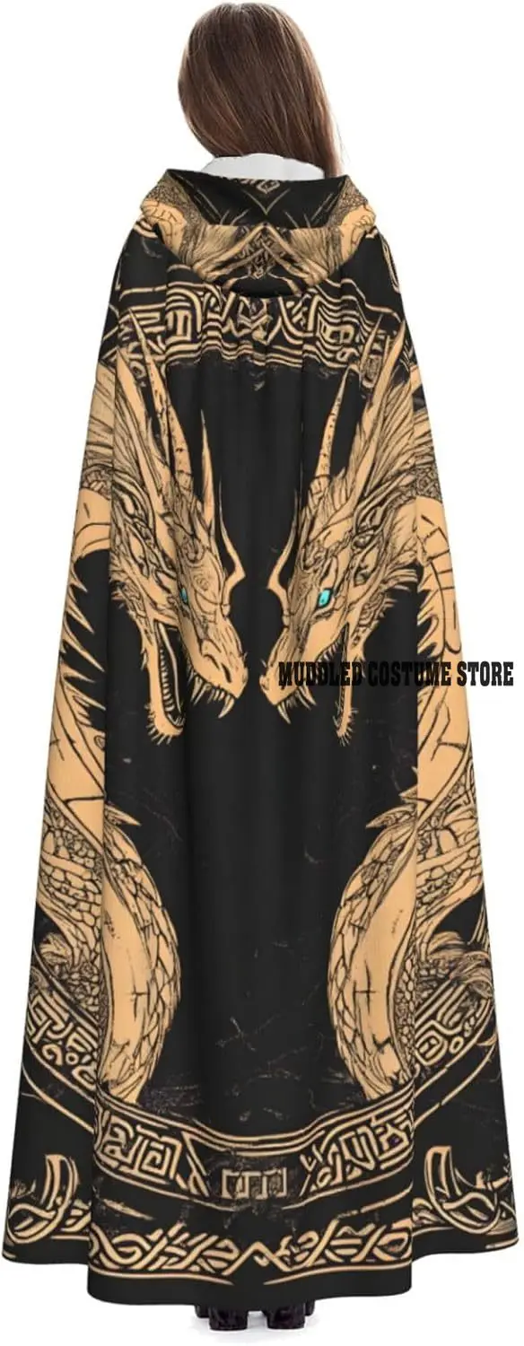 عباءة معالج ساحرة الهالوين بغطاء للرأس على شكل تنين كبير الحجم للبالغين، رداء تنكري لحفلات عيد الميلاد للمهرجانات والهدايا