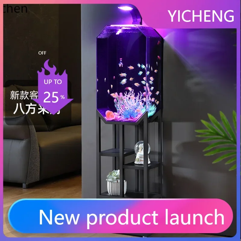 

LYY Acrylic Fish Tank Small Living Room Ecological No Water Change Fish Tank Vertical Floor-standing Household Fish Tank
