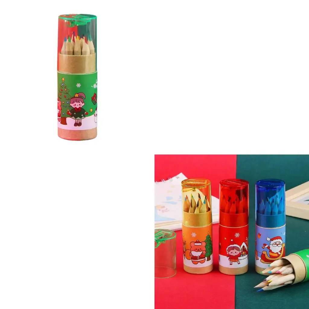 

Christmas Colored Pencils 12 Bright Colors Portable Coloring Pencil for Kid Gift