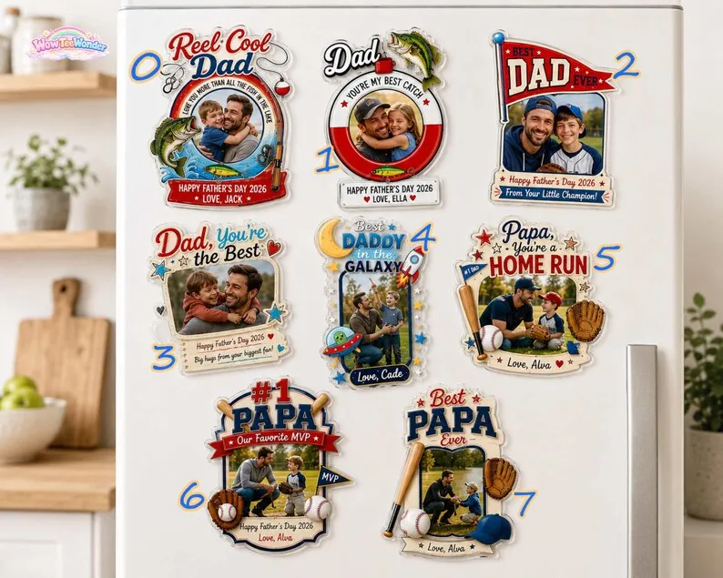 Custom Photo Papa Magnet, Personalized Daddy Fridge Magnet, Father’s Day Gift From Kids, Golf Dad Magnet, Grill Dad Gift, Papa G