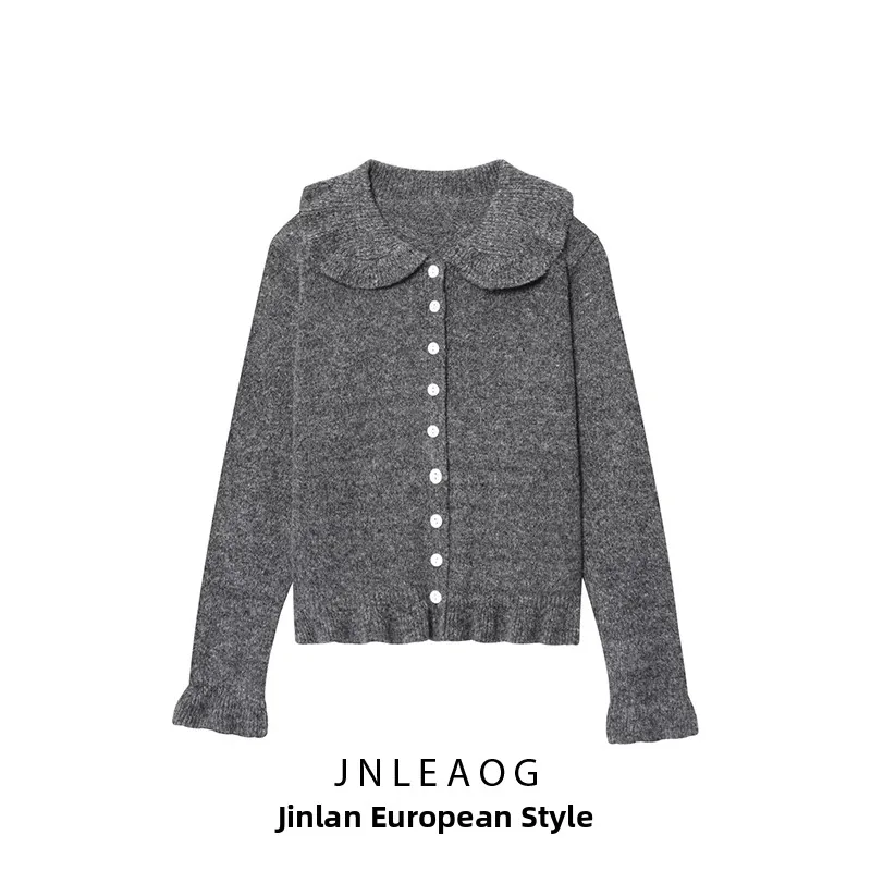 

Модный вязаный многослойный декоративный верхняя одежда JNLEAOG, женское осеннее новое теплое длинное пальто из полиэстера с пуговицами