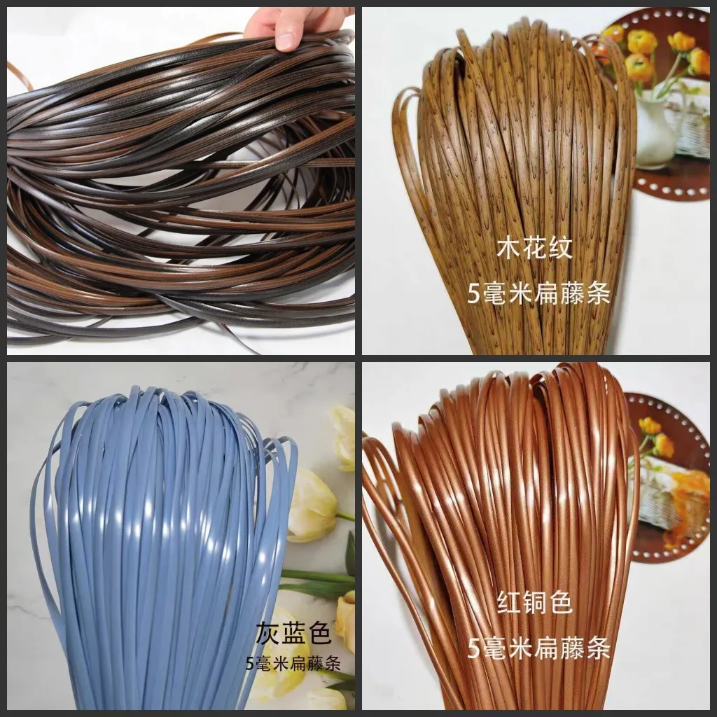 

500G 60M Solid color flat synthetic rattan weaving material plastic PE rattan for knit and repair chair table,storage basket etc