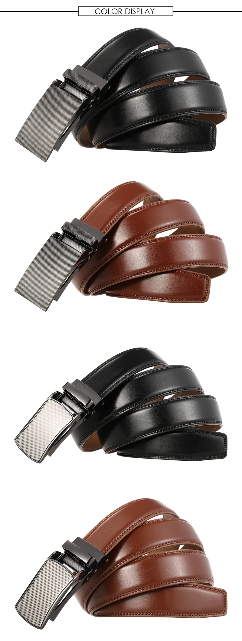 VATLTY 31mm Ledergürtel für Männer Legierung automatische Schnalle ohne Löcher Männer brauner Gürtel natürlicher Rindsleder Anzug Gürtel männlich – Detail 7