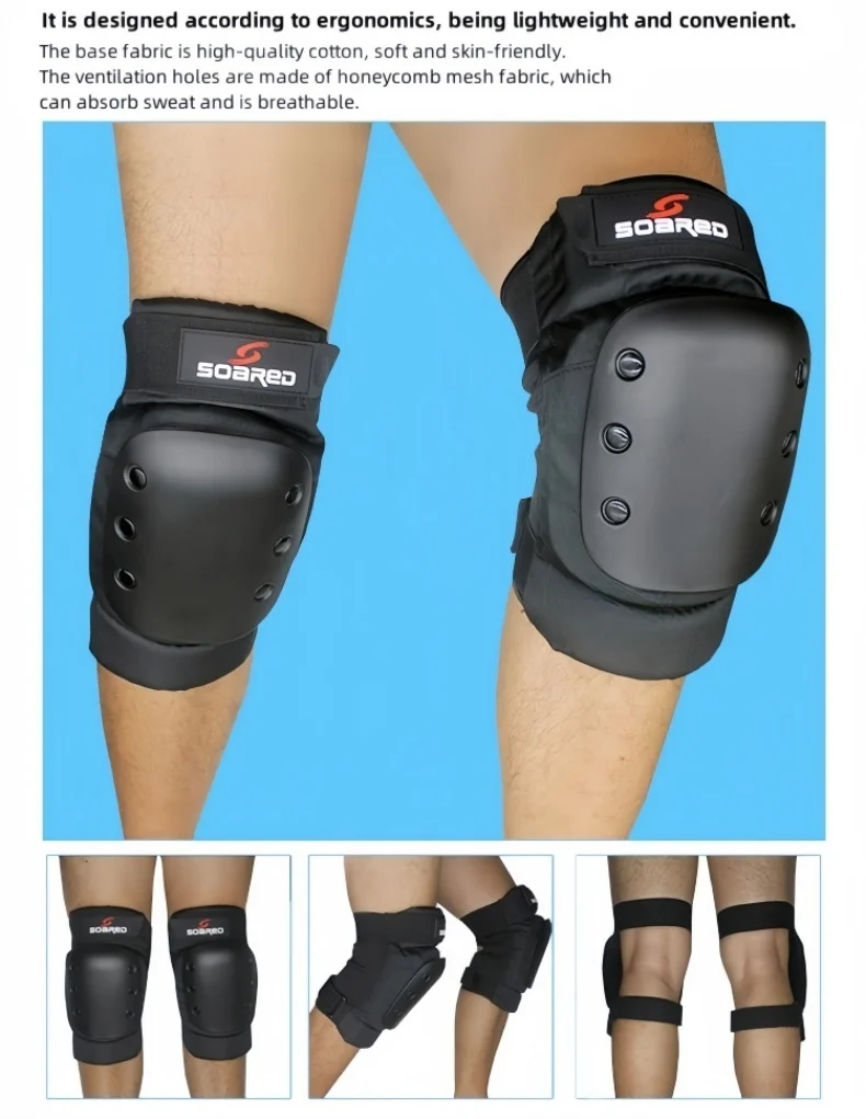 Stoßfest Professionelle Verdicken Ski Snowboard Roller Skating Knie Schutz Ellenbogen Schutz Klammer Pad Schwarz – Detail 3