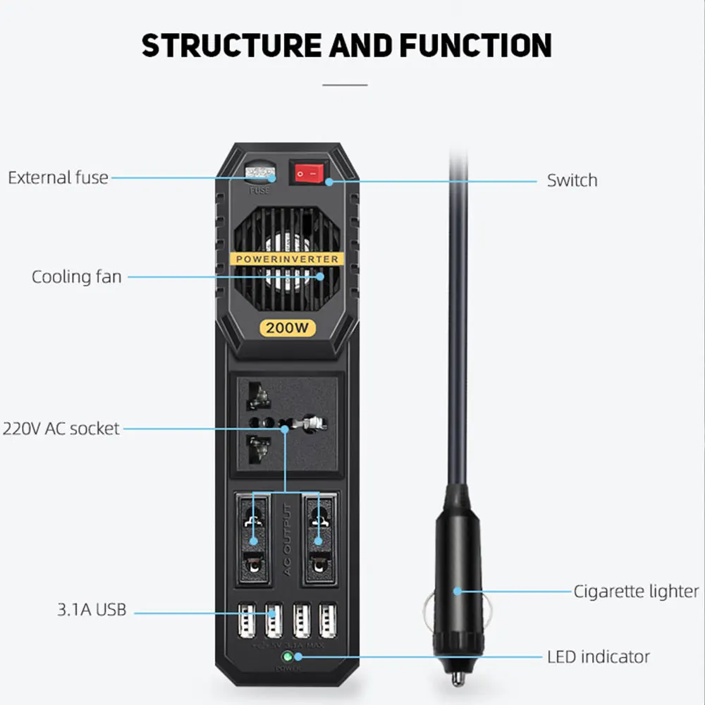 BYGD 400W Power Inverter 12v zu 220 Strom Inverter 5V 3,1 A 4 USB 3 Universelle Buchse adapter 220 zu 12V Auto power inverter