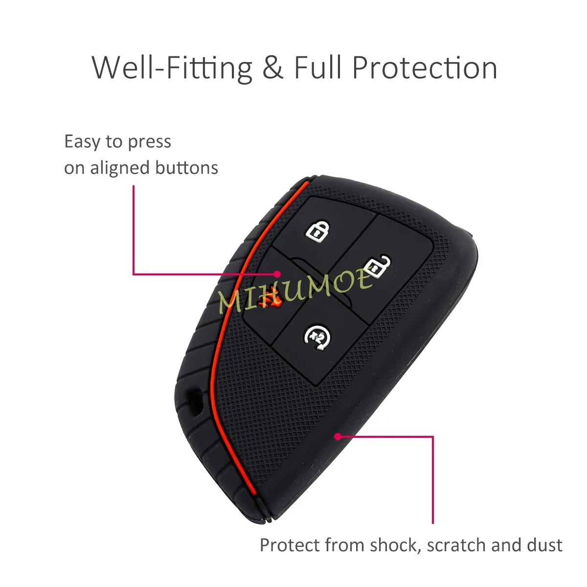 For Chevrolet Colorado Tahoe Silverado GMC Canyon Sierra 1500 2500HD 3500HD Silicone 4 Button Car Key Fob Ring Chain Cover Case view 3