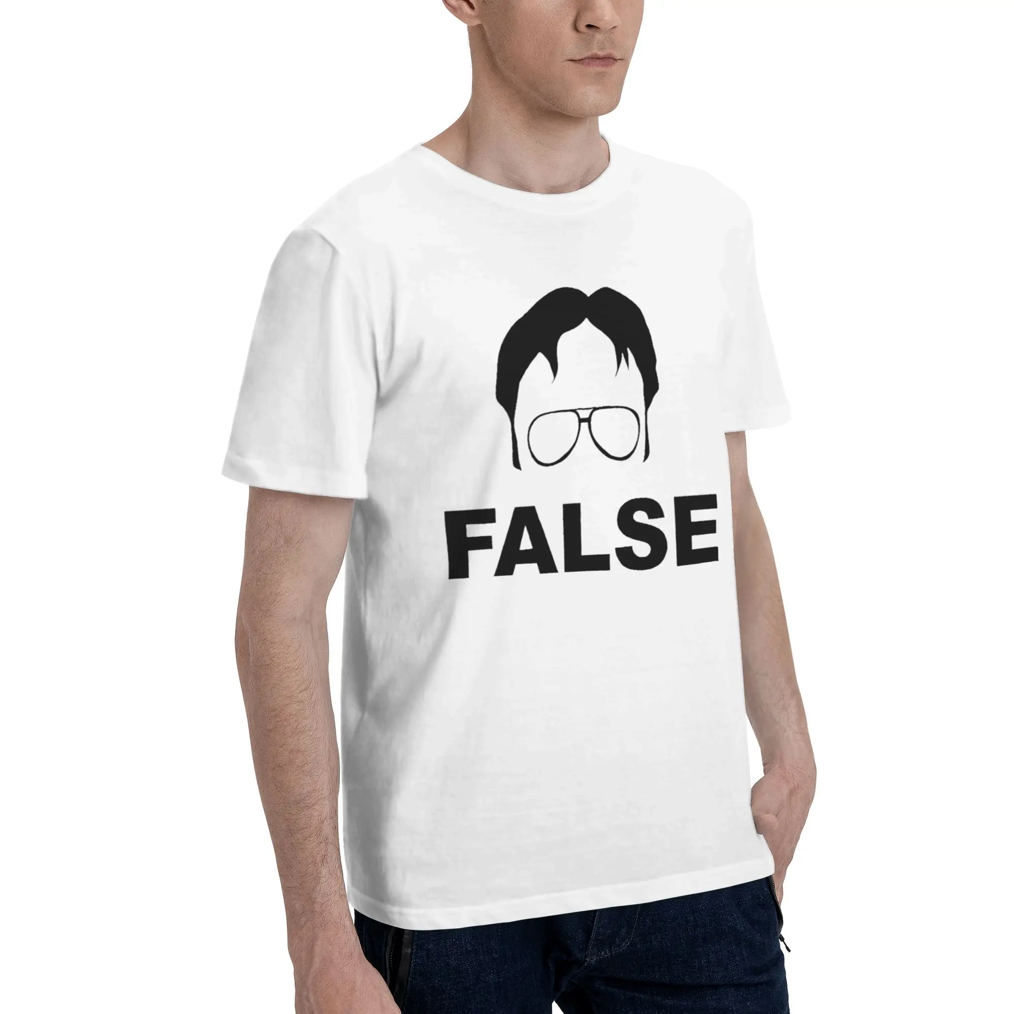 The Office Men's T Shirts Dwight Schrute False Hipster Tees Short Sleeve Crewneck T-Shirts Cotton Plus Size Tops