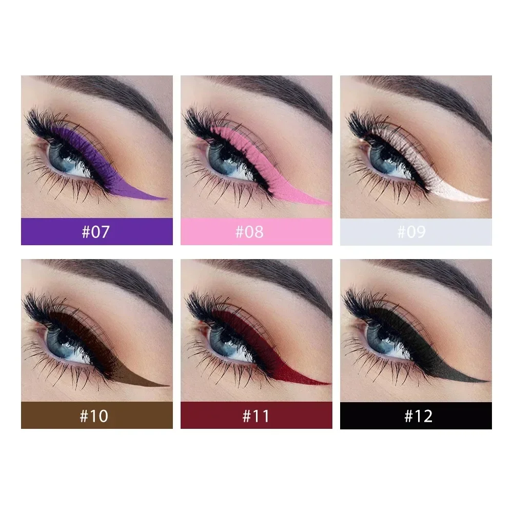 Juego de 12 piezas de delineador de ojos de color mate, bolígrafos de secado rápido, líquido sin manchas, resistente al agua, maquillaje, cosméticos