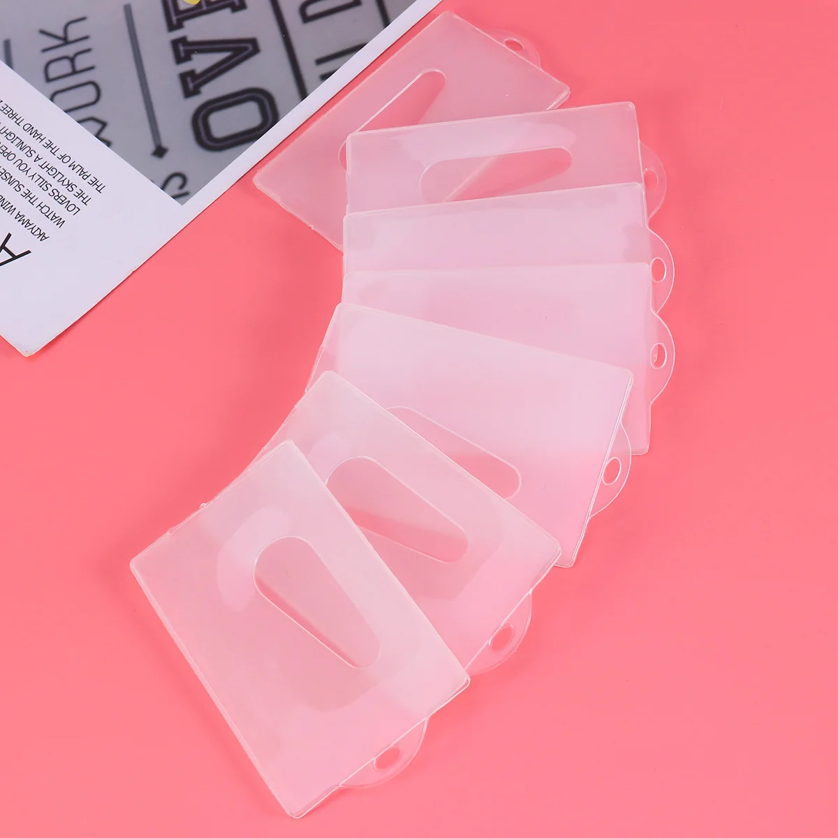 12pcs Id Holder Transparent Plastic Certificate Cover For Bus Bank Card Protection Organizer Frosty White Secure Storage