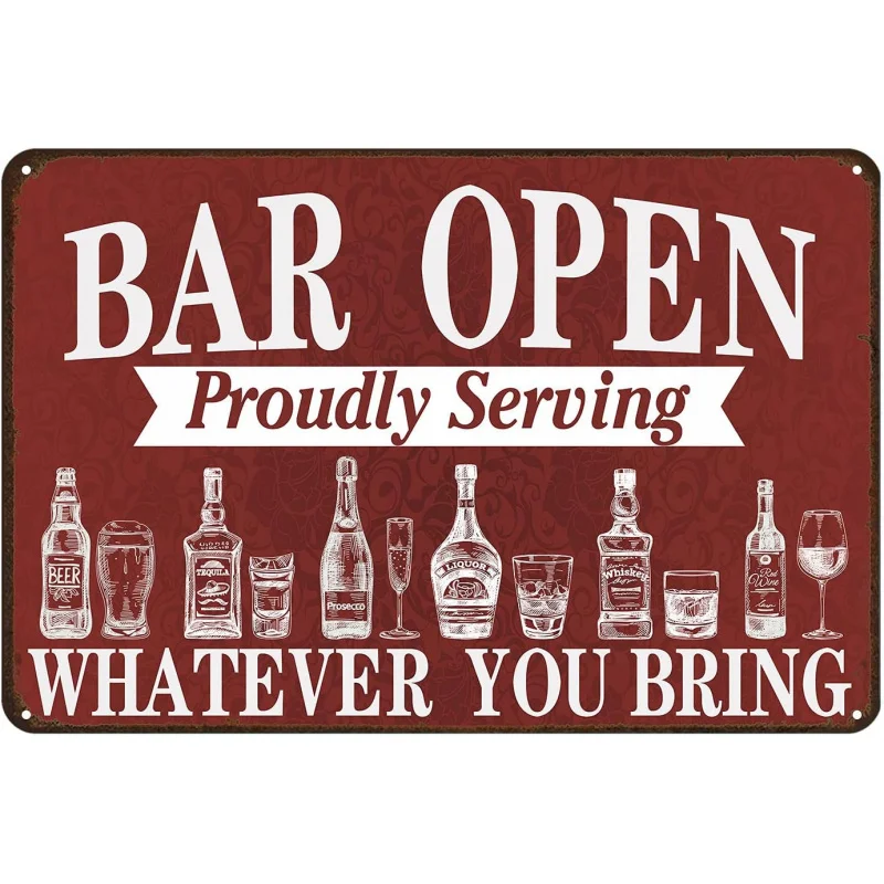 

Bar open, iron painting logo, retro men's cave decoration 30x20x2cm