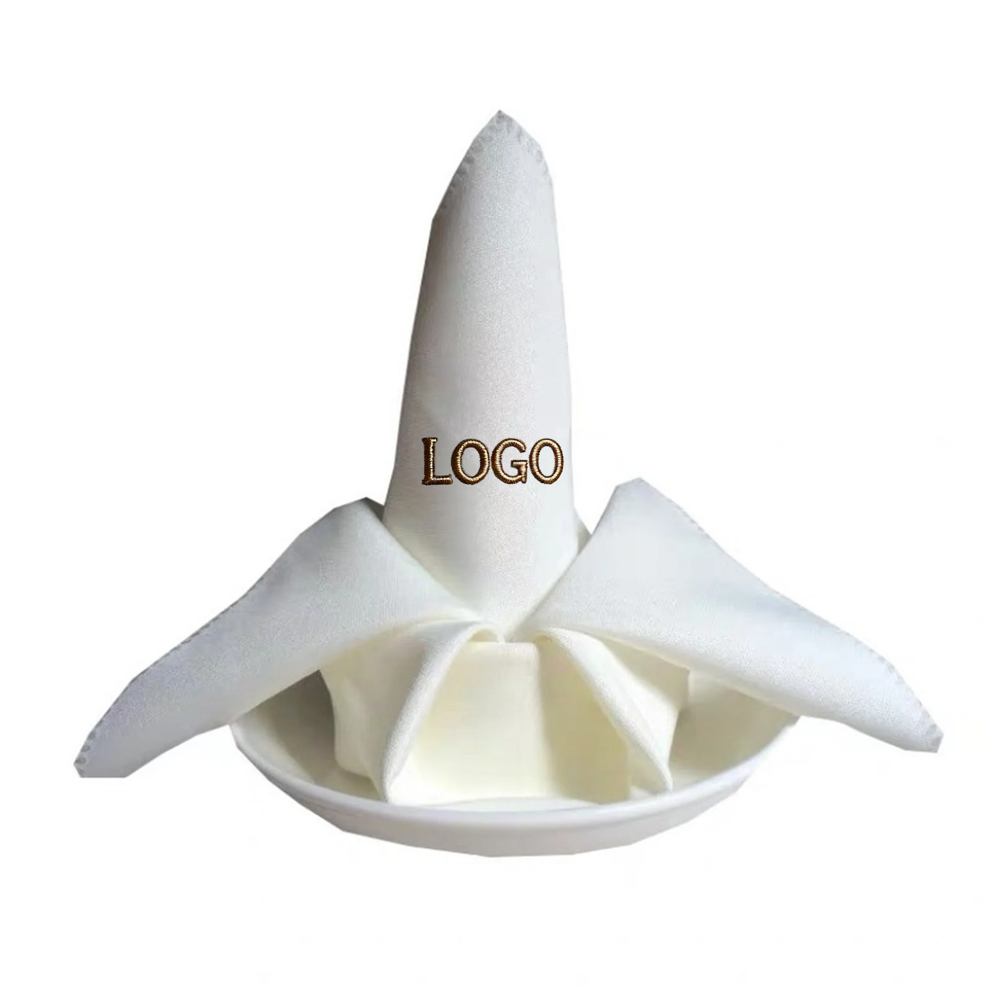 Servilleta bordada personalizada de 48x48cm, mantel individual rojo sólido para Hotel, restaurante, cafetería occidental, servilleta plegable, paño para limpiar tazas, duradero