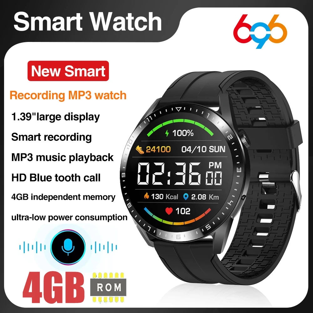 

Smart Watch Men 4GB Memory Local MP3 Music Player Intelligent Recording Blue Tooth Call Smartwatch Women Sports Health Detection