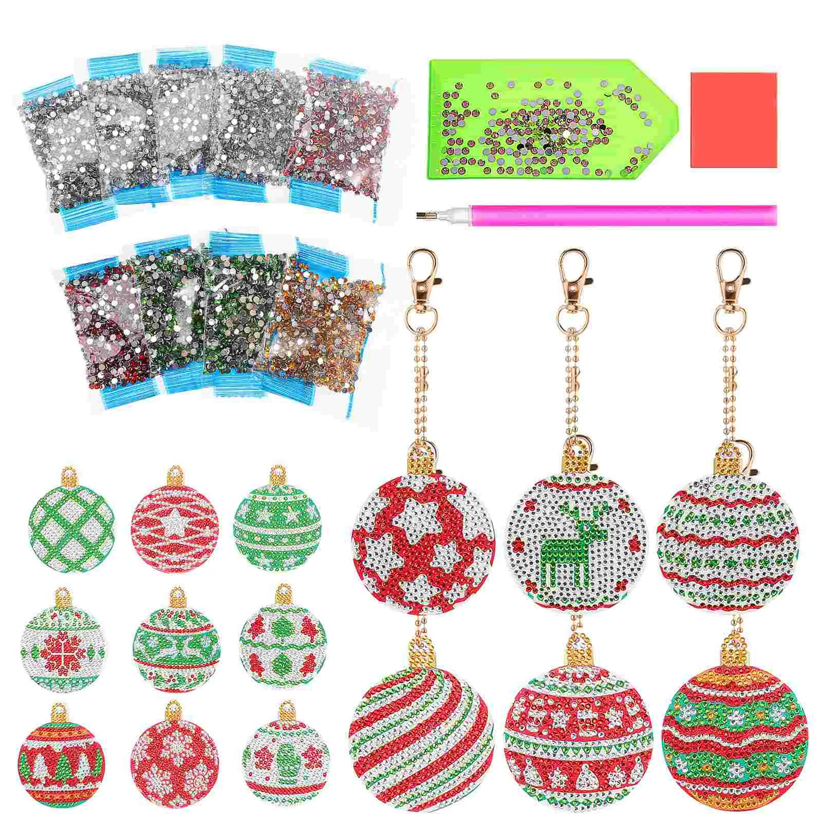 Diamond Painted Keychain Ornaments Dotting Kit Diamonds for Crafts Christmas Painting Kits