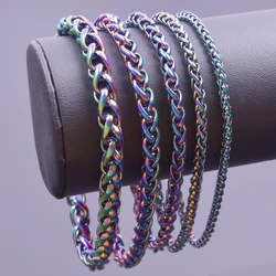 1pcs Thickness 6mm Stainless Steel Rainbow Color Necklace Bracelet For Handicrafts Making Material Jewelry Accessories and Parts