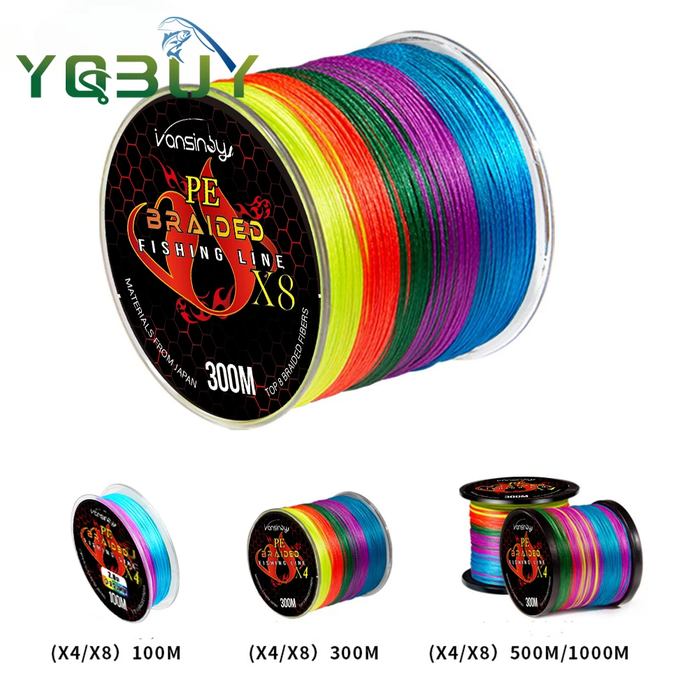 100M/300M PE 4 Strands/8 Strands Braided Fishing Line  Abrasion Resistant Braided Lines High Performance Super Smooth